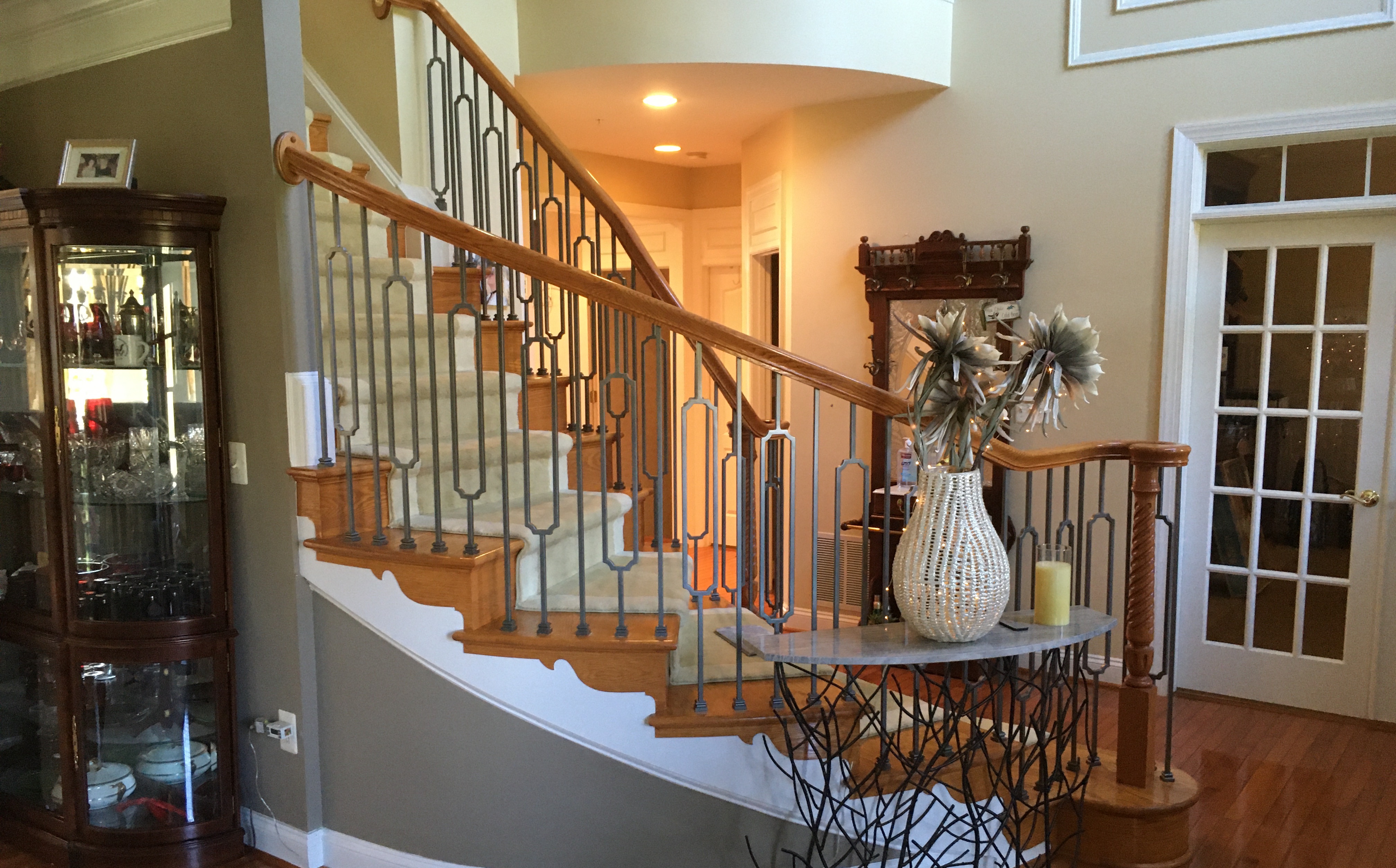 small staircase with metal balusters