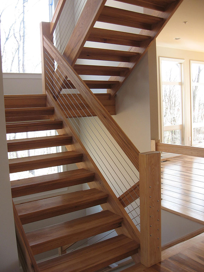 modern stair with cable rails