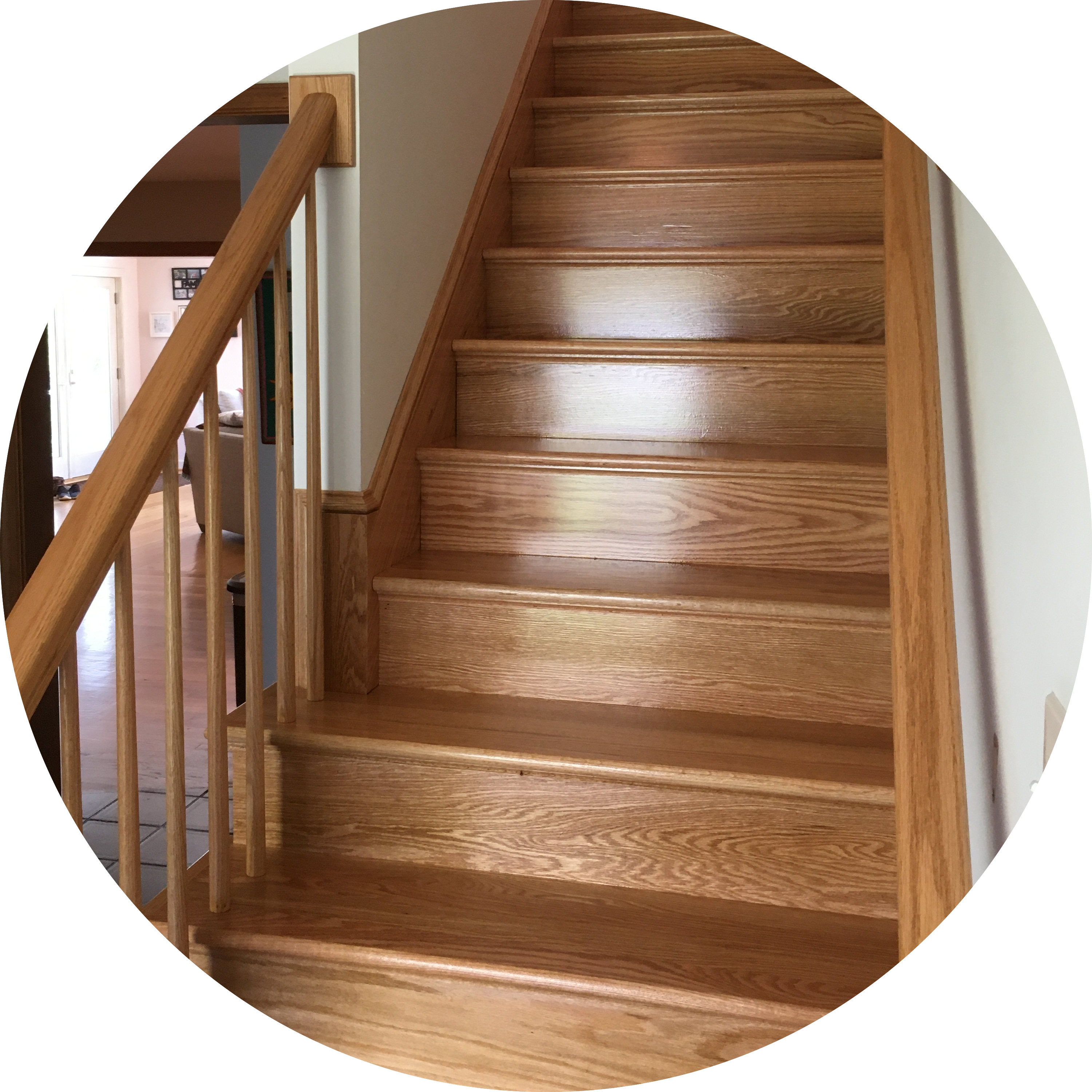 light stained wooden staircase