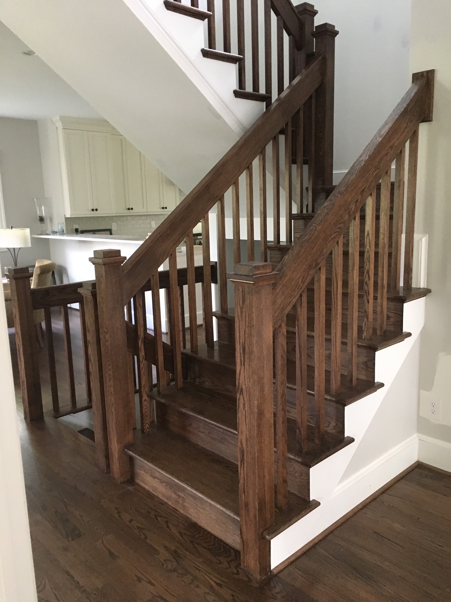 dark stained stairs